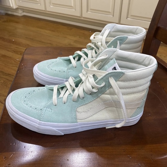 Vans Shoes - Vans Mint Green and Off-White Sk8-Hi High Top Shoe, Size 8.5 mens/10 women’s